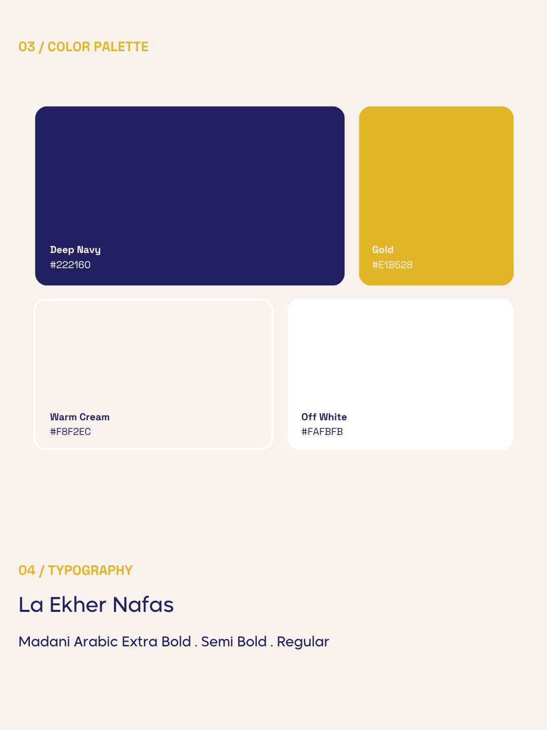 La Ekher Nafas Color Palette and Typography Guidelines